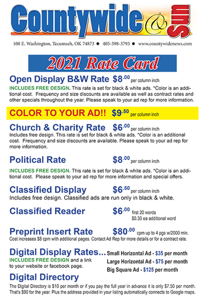 Rate card