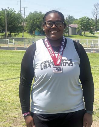 After placing 3rd place at the State Track Meet, Kiara Stallin duplicated the feat at the Meet of Champions. Stallin tossed the Shot Put 41’7” at Stroud last week on May 14. Stallin is obviously consistent as she was just shy of her heave at the State Meet of 41’9.5”. Stallin has more medals to look forward to, as she will be a senior next year. Photo provided by Danny Chambers